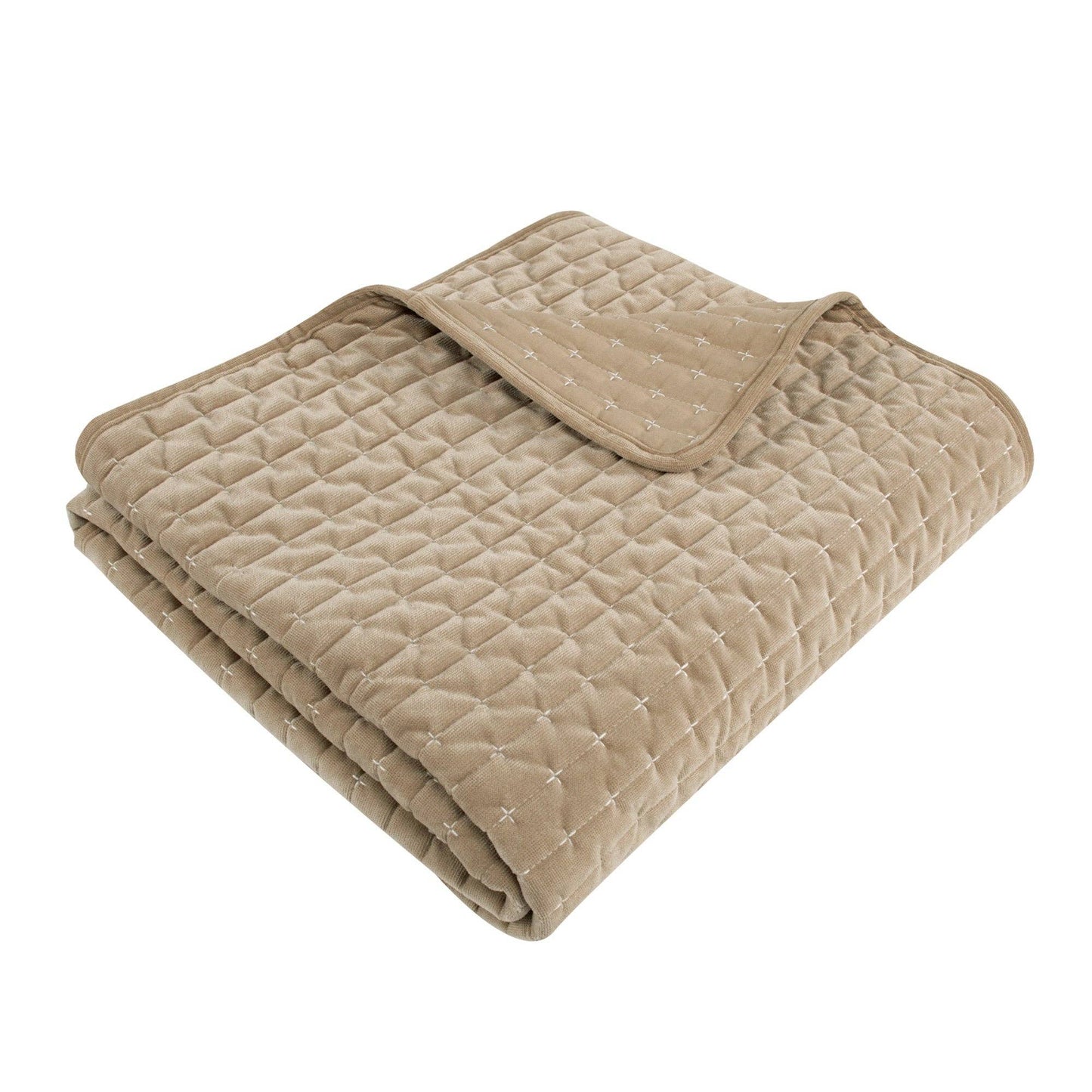 Velvet Stitch Quilted Throw Blanket: Green
