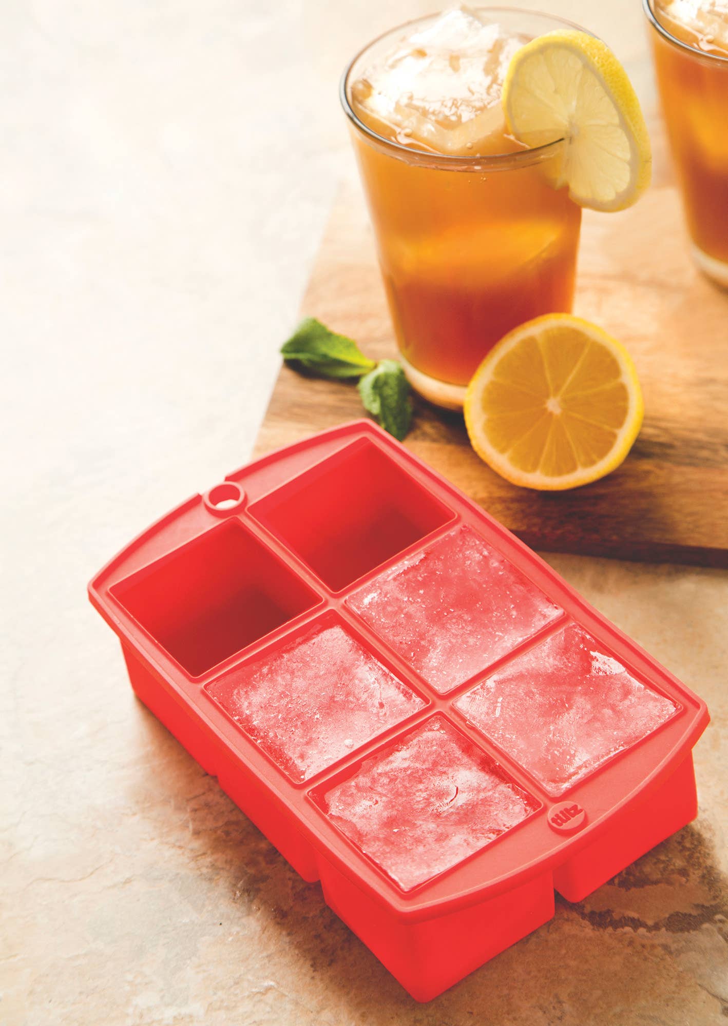 TULZ Mega Ice Block Tray, Ruby, 7.25" x 4.5" x 2"