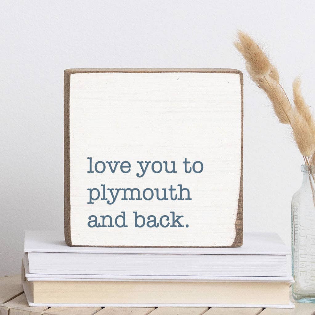 Love You To Blue Personalized Block Sign | Wooden Decor