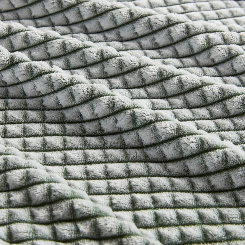 Carved Plush Grid Patterned Blanket, Green