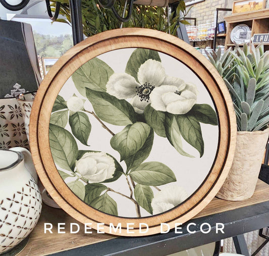 8" Round Floral Branch Art
