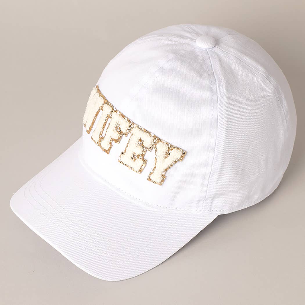 WIFEY Chenille Letter Patch Cotton Baseball Cap: One Size / WHITE