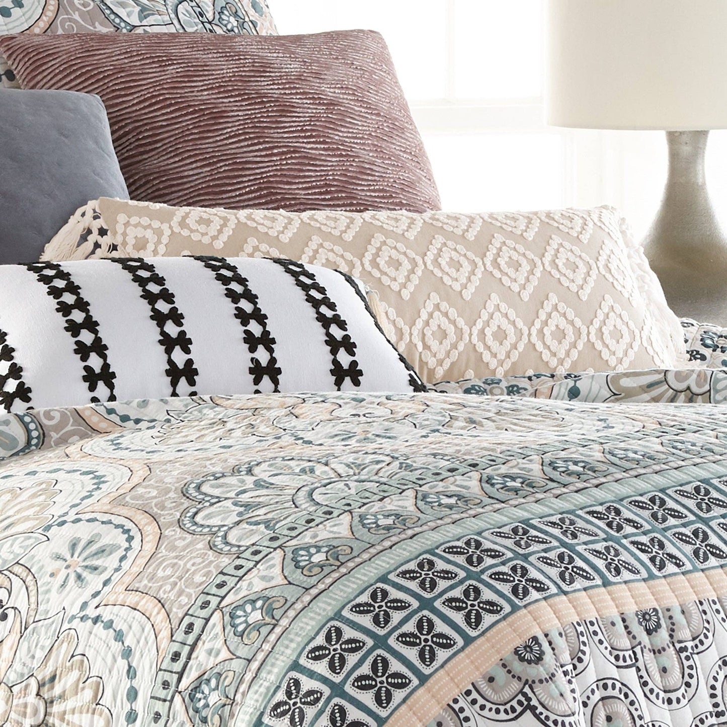 Addie Cream Diamond Fringe Pillow