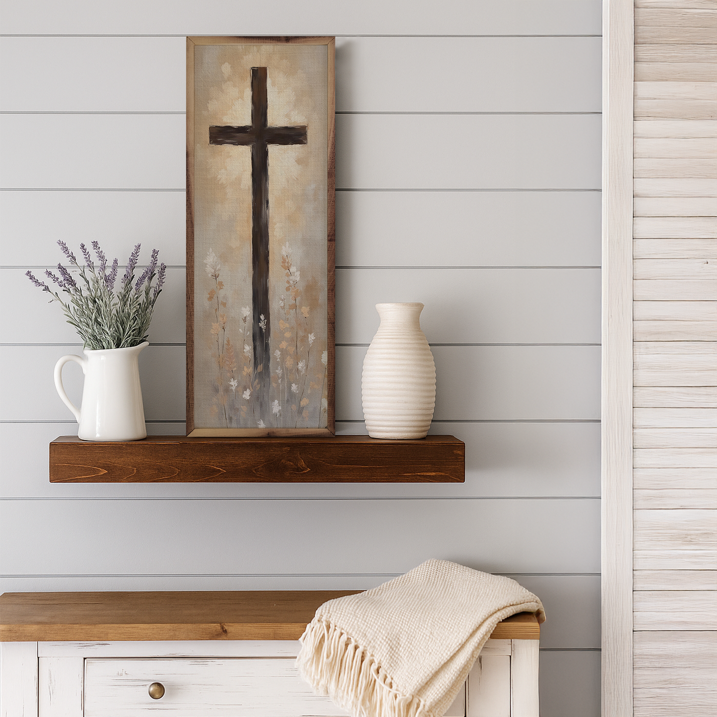Cross With Flowers: 8x24