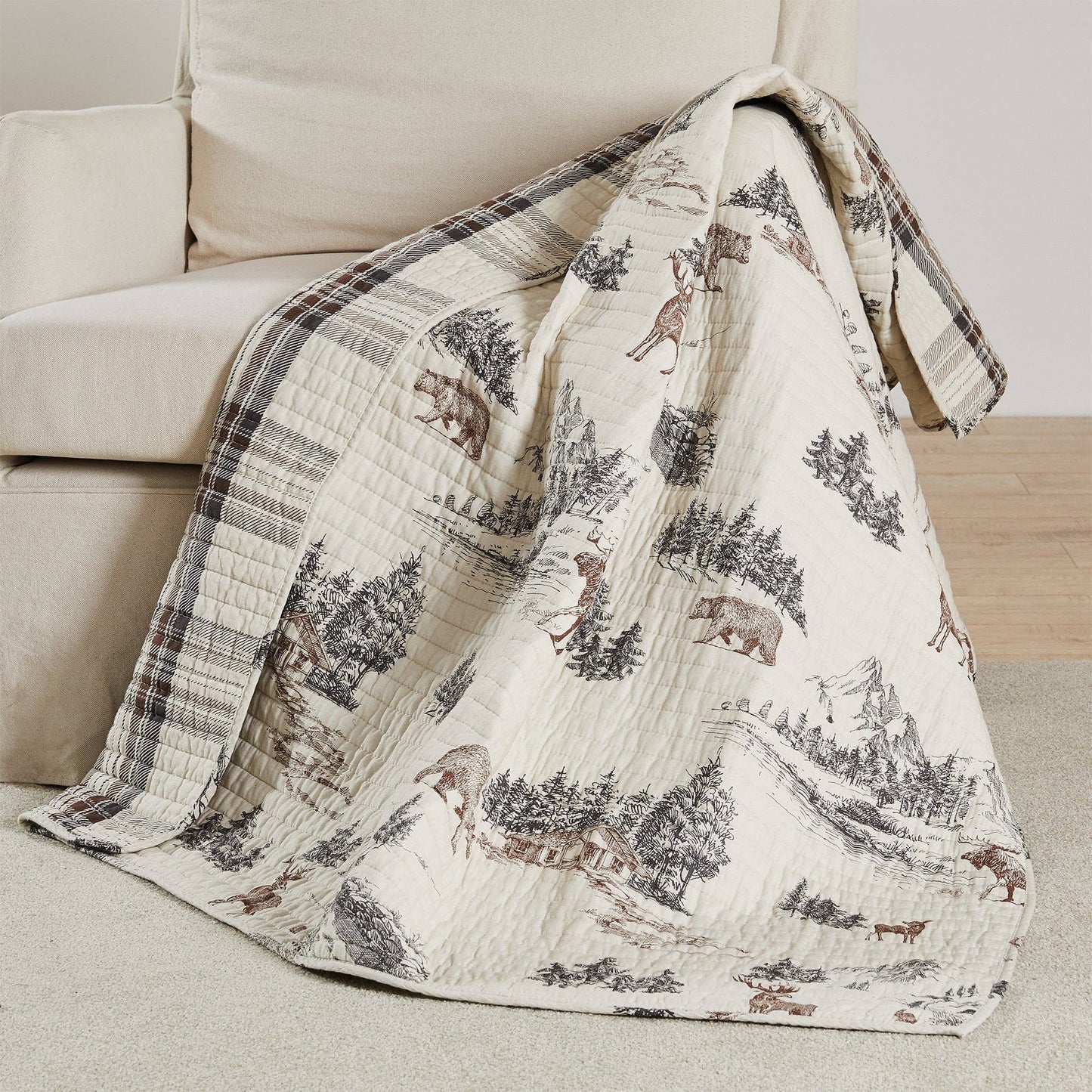 Lodge Toile Quilted Throw