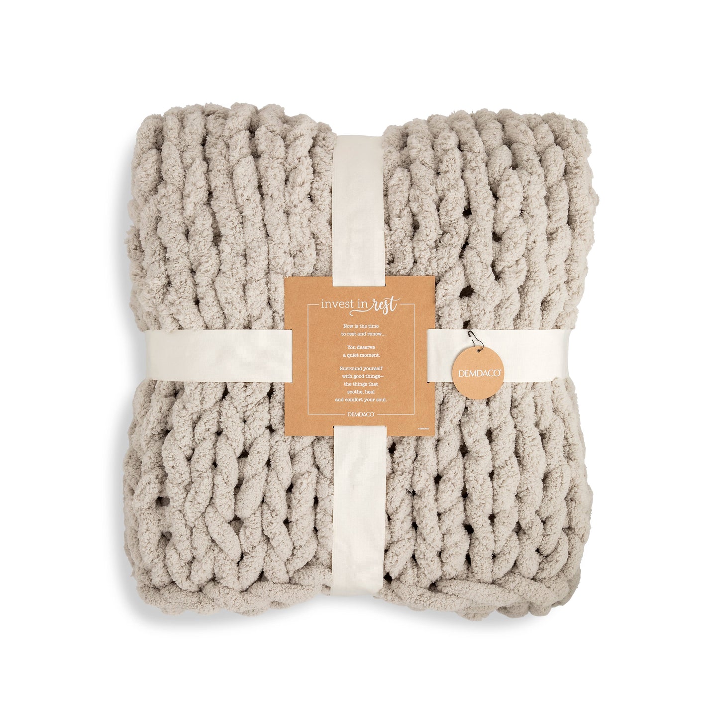 Chunky Knit Throw Blanket - Taupe