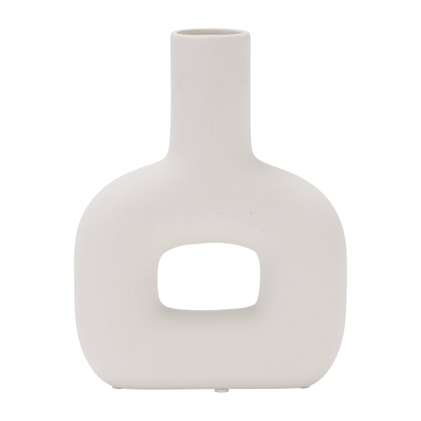 Ceramic Modern Geometric Open Cut Vase - White, 8 in.