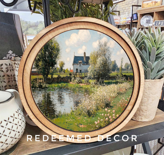 8" Round Spring Cottage Art