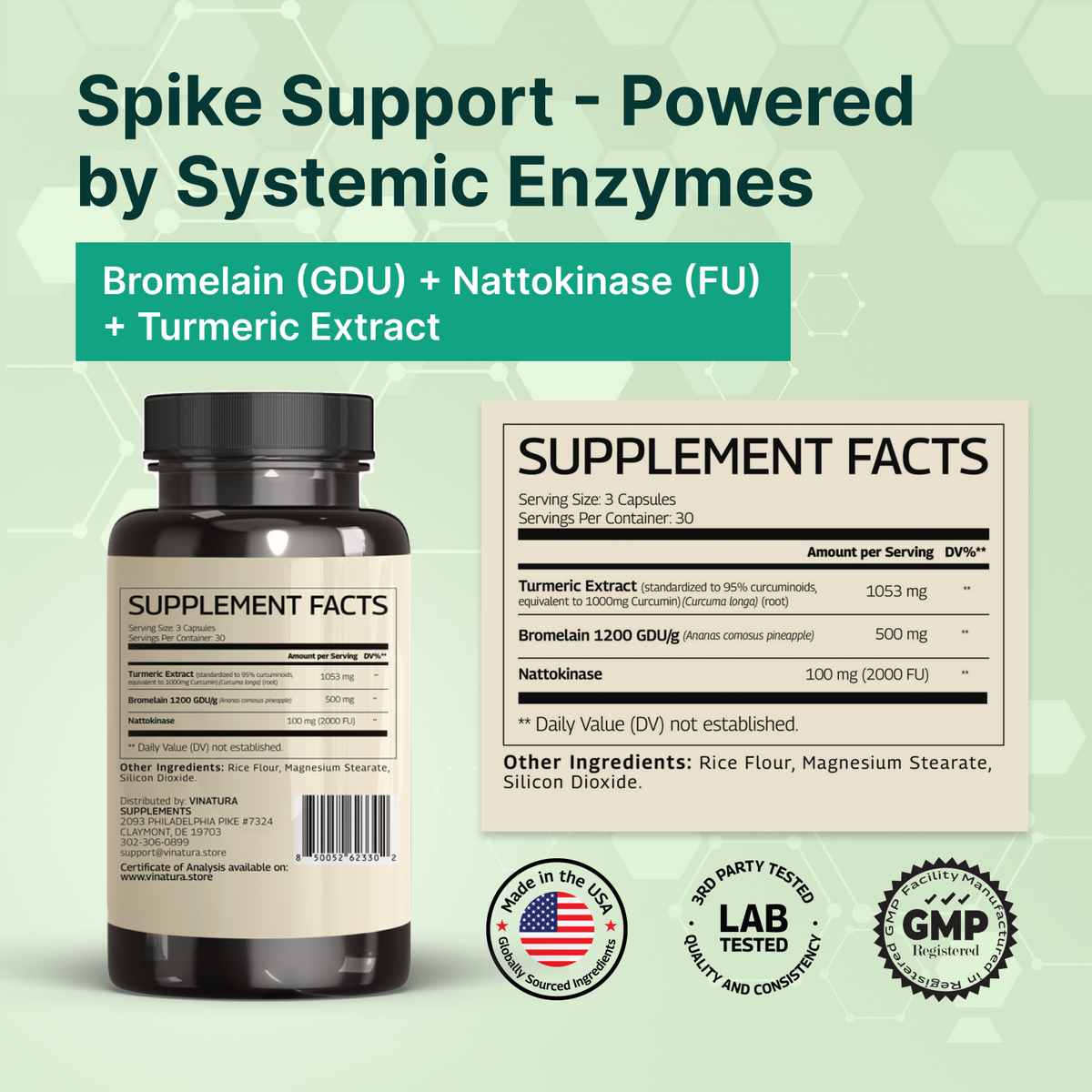 Spike Support - Nattokinase, Bromelain, Curcumin