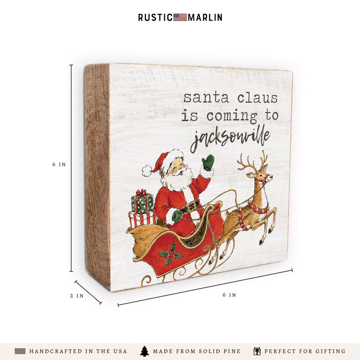 Santa Claus Is Coming To Personalized Block Sign