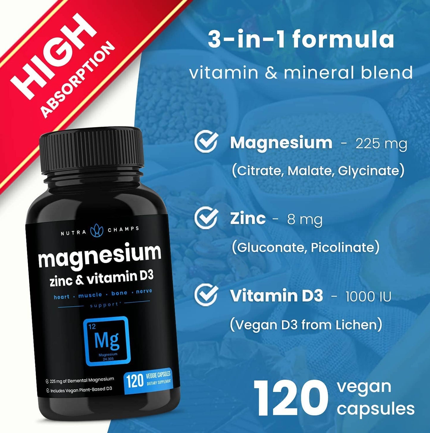 Magnesium, Zinc & D3 Capsules
