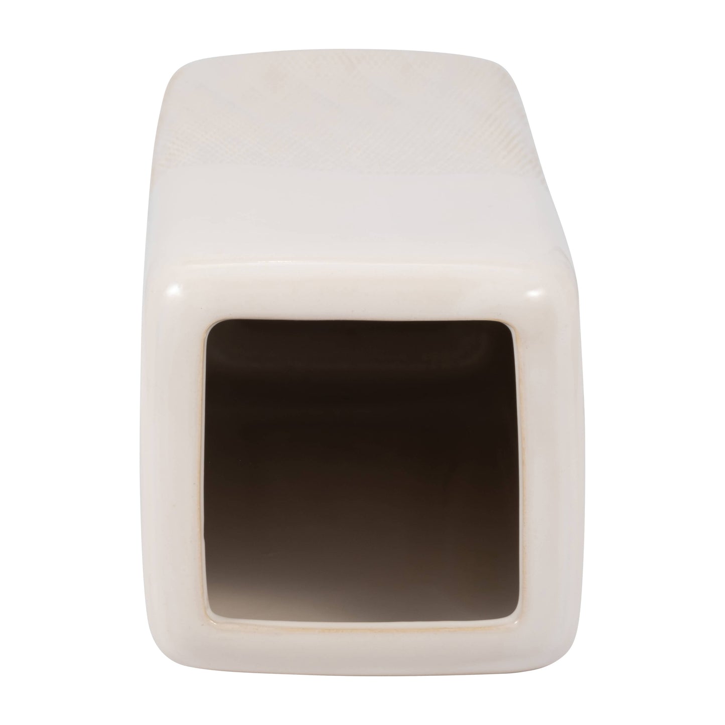 Ceramic Rounded Rim Vase with Textured Body - Ivory, 18 in.
