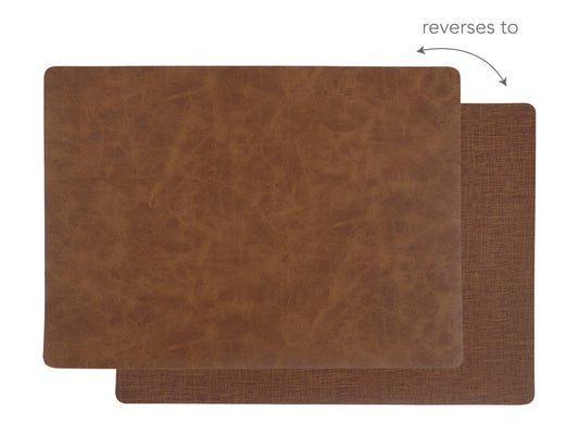 KAF Home Santiago Faux Leather Placemat, 13" x 18": Caramel