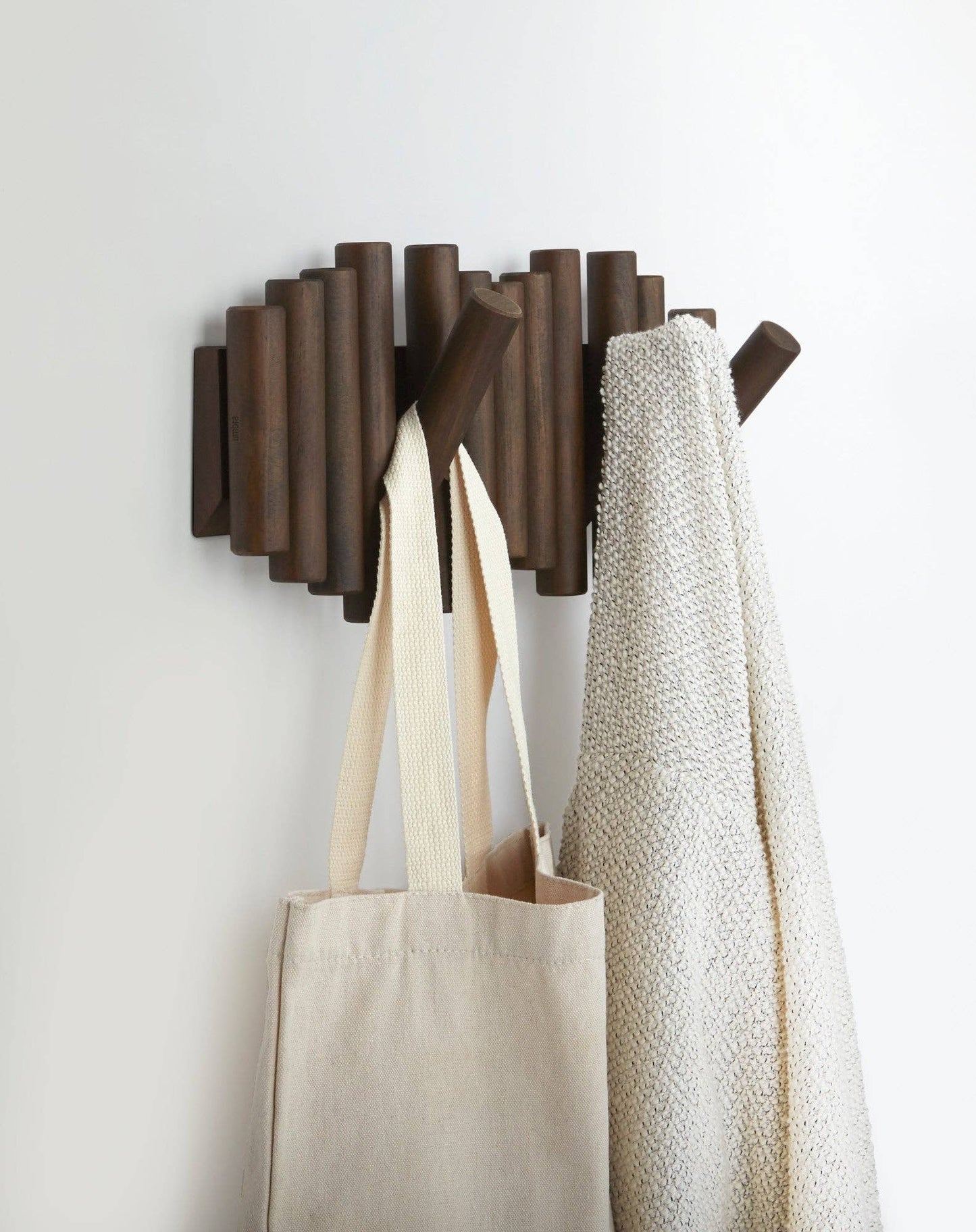Picket Wall-Mounted Coat Rack Rail Hook: Black