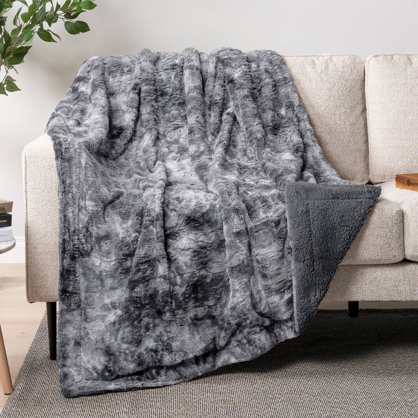 Minky Sherpa Throw Blanket
