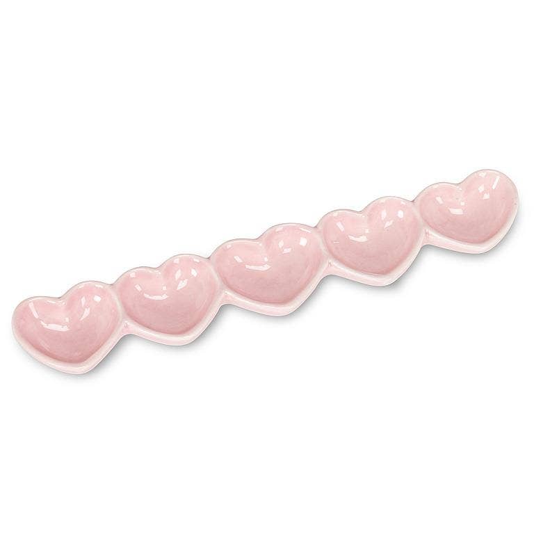 5 HeartsTray-Pink-9"L