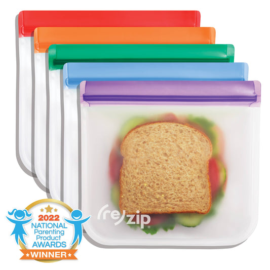 Reusable Flat Sandwich Bags - 5 Pack Jewel Tones