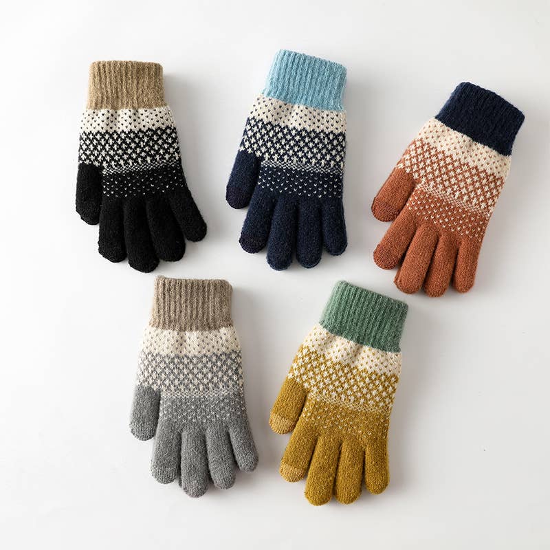 Touchscreen Jacquard Knit Gloves