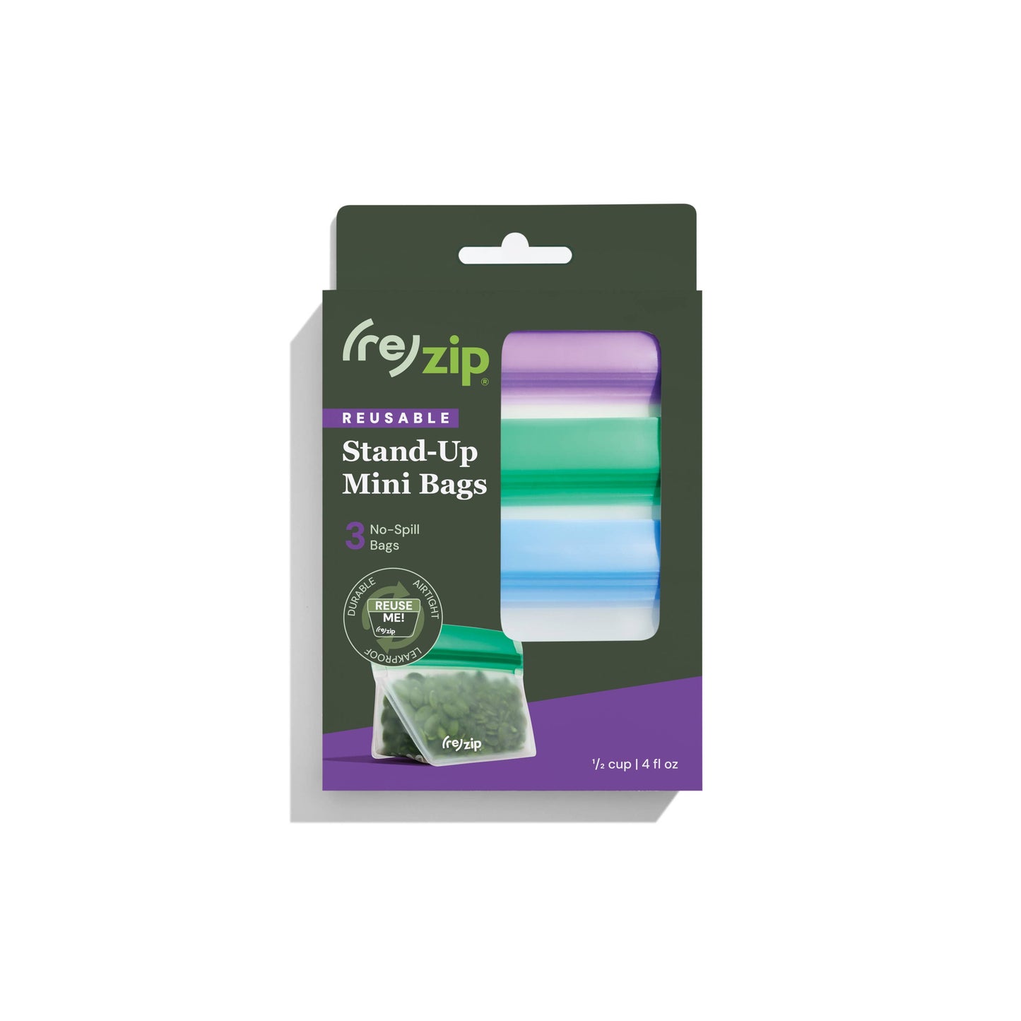 Reusable Stand Up Storage Bags - Asst Clrs - Mini - 3 Pc Set