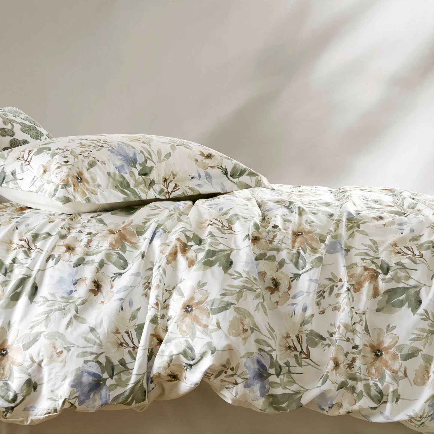 5 Piece 300TC Cotton Sateen Floral Print Duvet Set