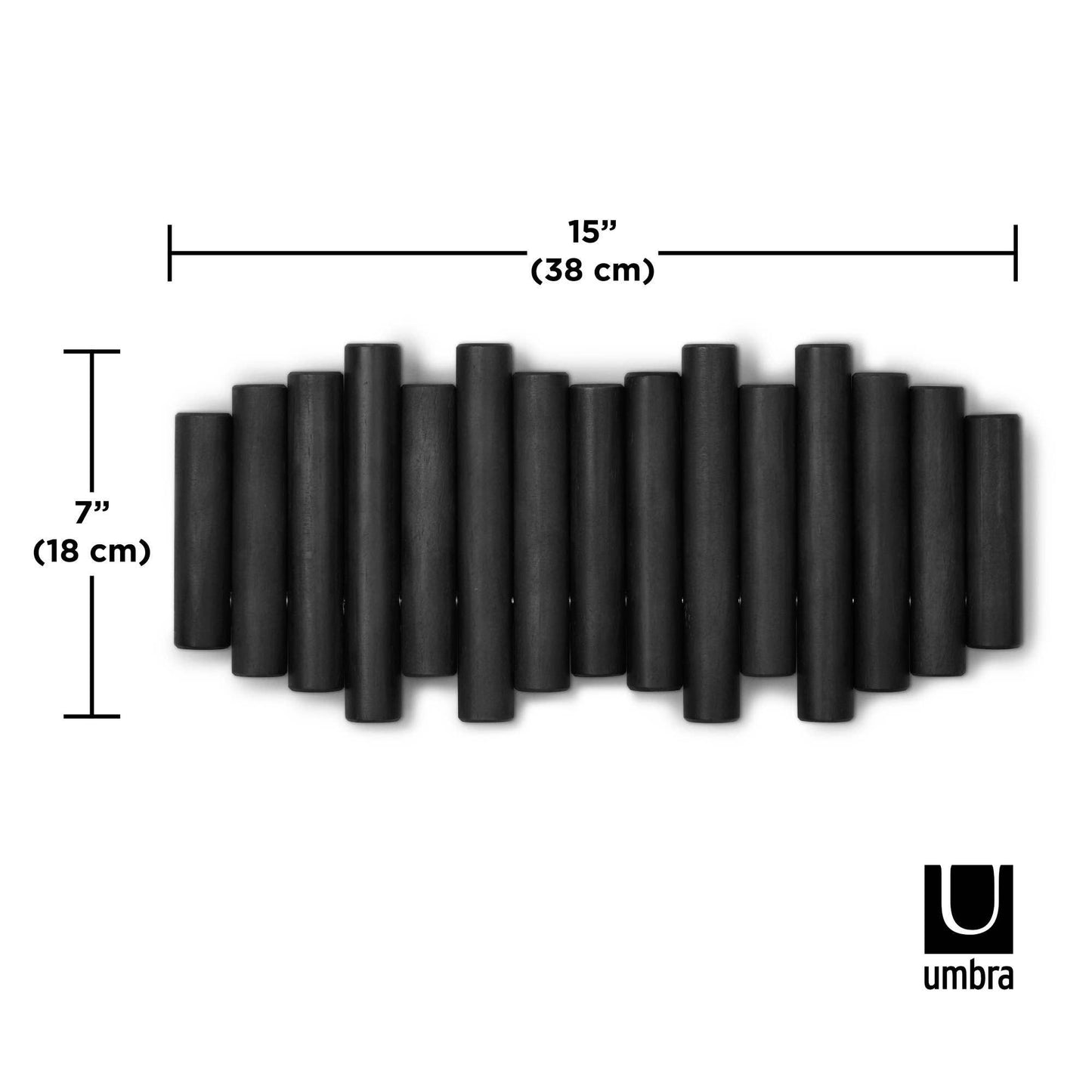 Picket Wall-Mounted Coat Rack Rail Hook: Black
