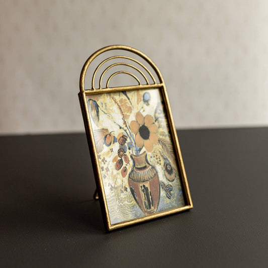 Faye 5x7 Photo Brass Arched Picture Frame Metal, Glass Pane