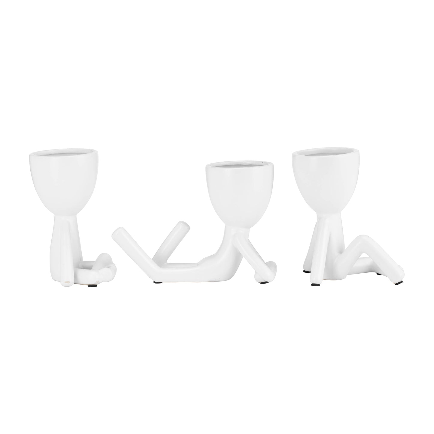 White Ceramic Sitting Human Figure, 6 in. 1pc Random