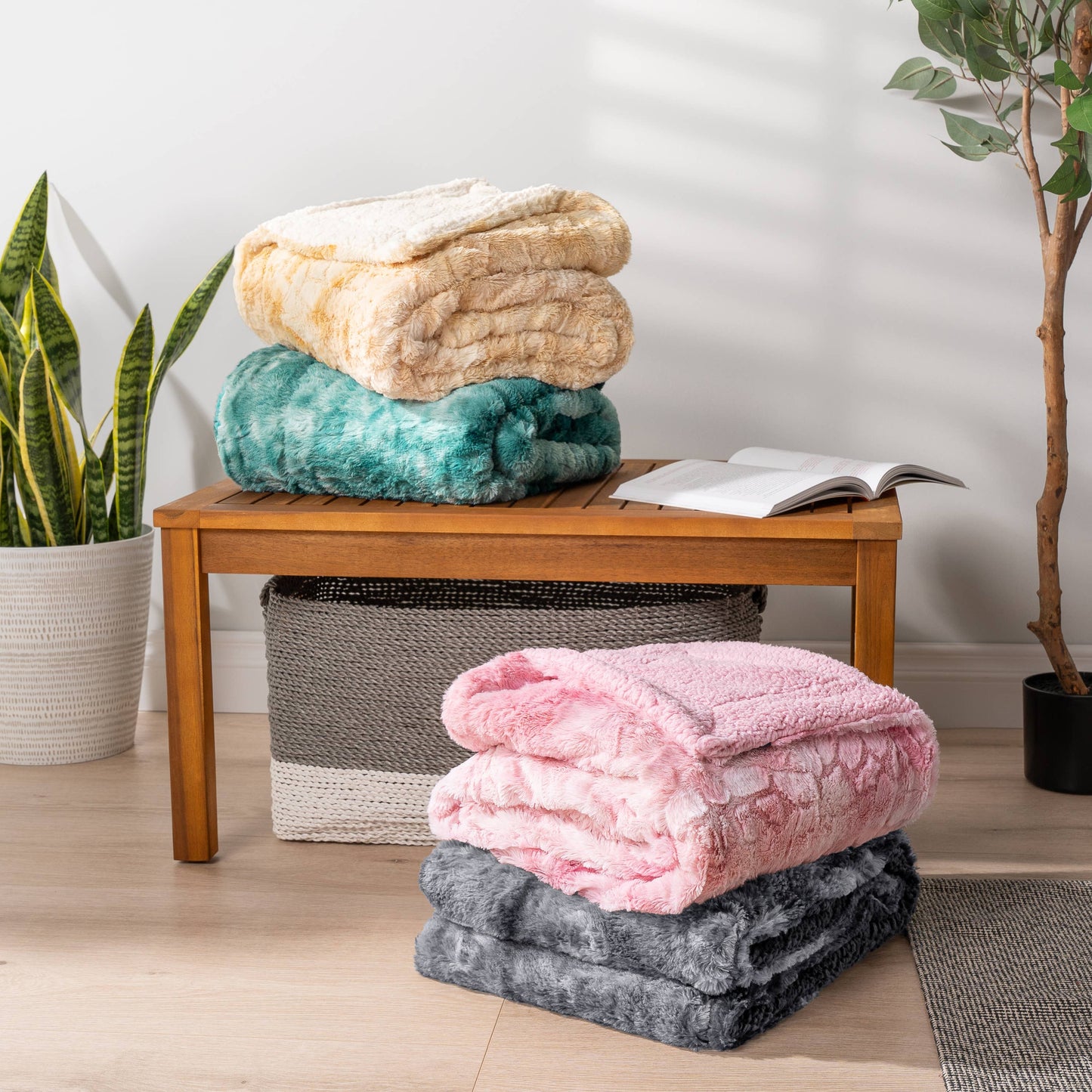 Minky Sherpa Throw Blanket