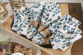 Blue Leaf Napkin Set