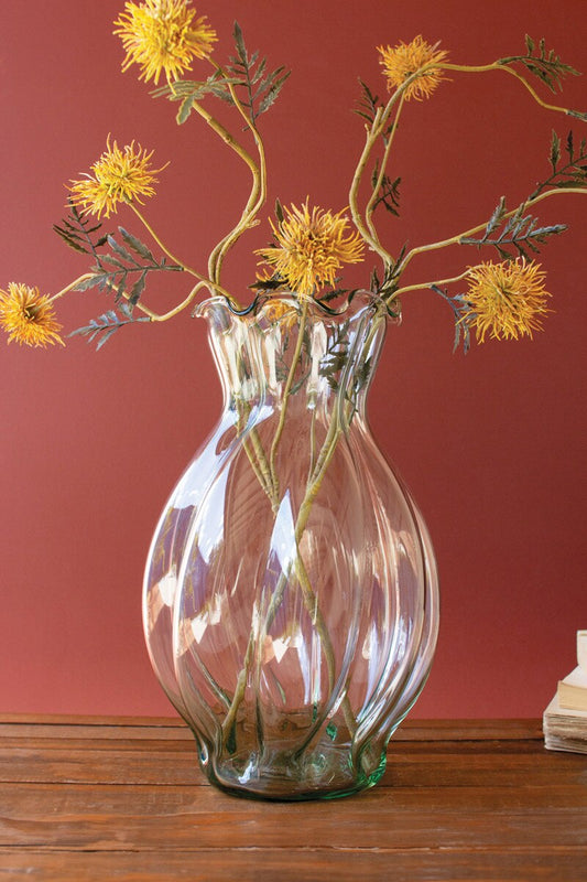 Glass Melon Vase Ruffled Edge