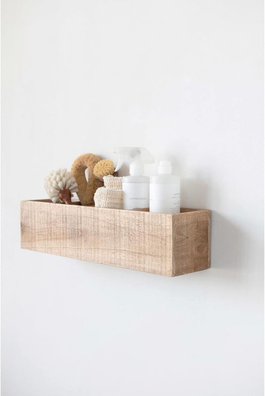 Brown Fir Wood Container with 4 Compartments - 20" L x 5" W x 5" H
