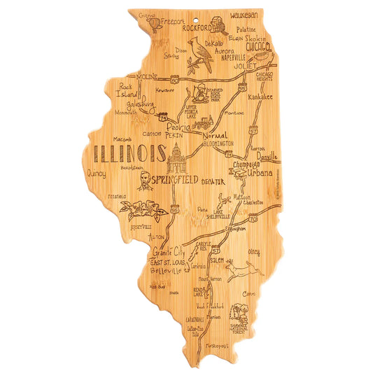 Destination Illinois State-Shaped Serving & Cutting Board