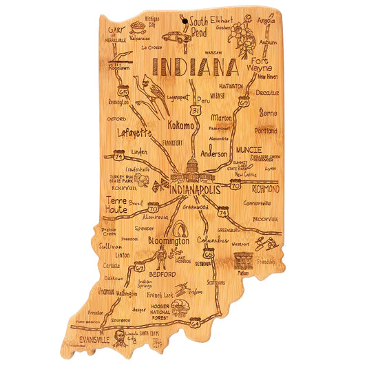 Destination Indiana State-Shaped Serving & Cutting Board