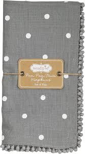 Gray Dot Pom Napkin Set 4