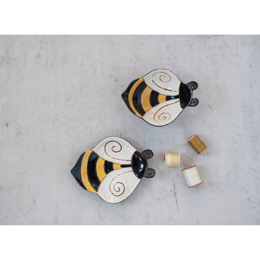 Hand-Painted Stoneware Bee Bowl