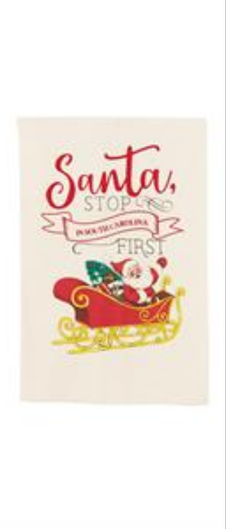 Santa Stop Illinois Christmas Towel