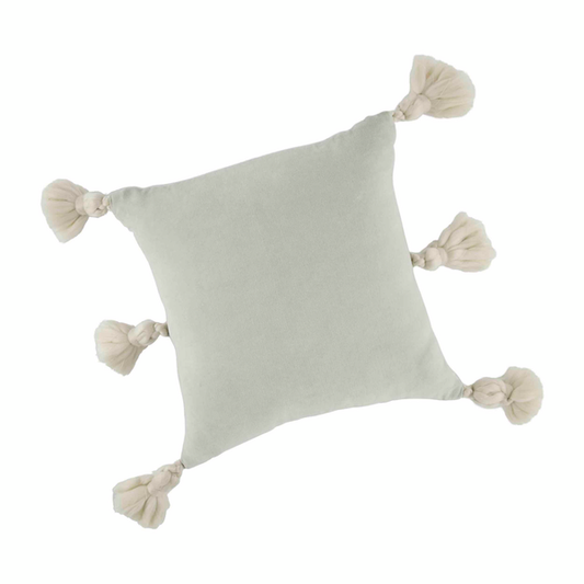 LIGHT GREY VELVET PILLOW With Tassle