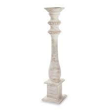 Large White Washed Candlestick