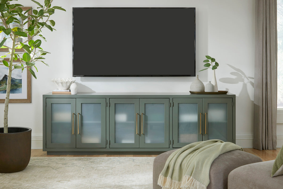 97" CONSOLE W/ 6 DOORS in Black
