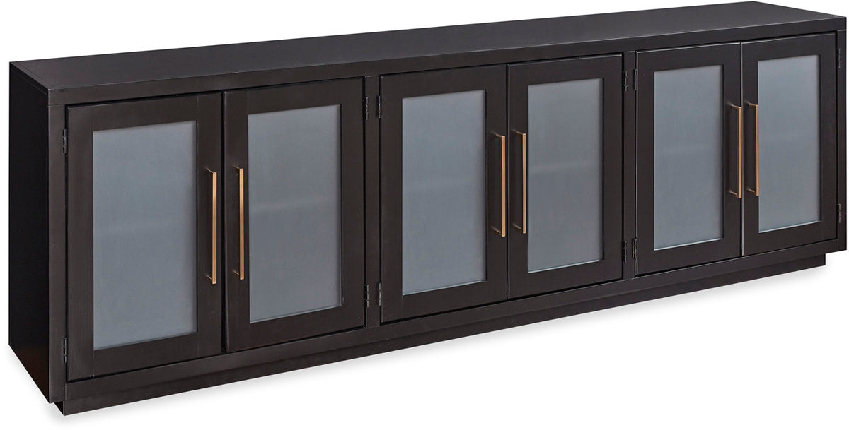 97" CONSOLE W/ 6 DOORS in Black