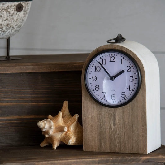 Maxwell Rustic Wood Battery Operated Tabletop Clock
