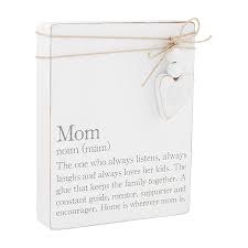 Mom Definition White Wood Block