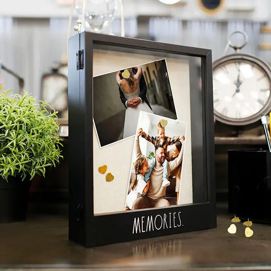 Rae Dunn “Memories” Wooden Black Card/Note Holder and Boxed