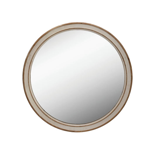 Round Mirror Wood/White Frame