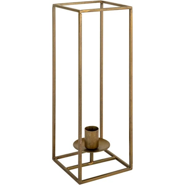 Tall Square Brass Taper Candle Holder