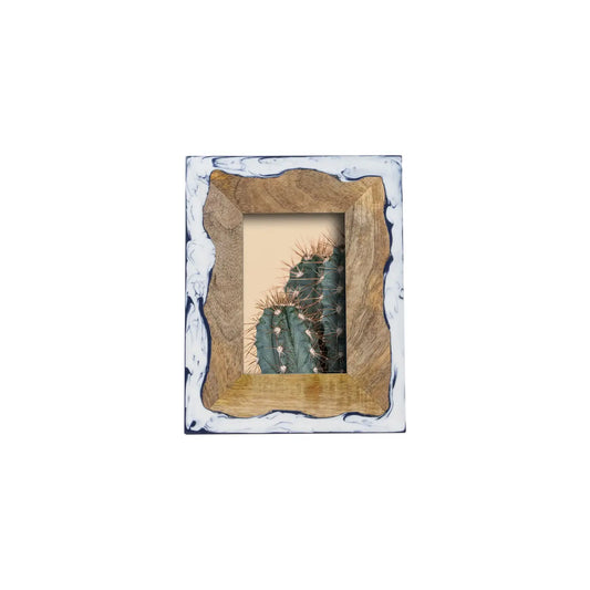 Varuna 4x6 Photo White and Blue Marbled Picture Frame