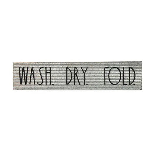 Vintage 'wash, Dry and Fold' Galvanized-Metal Wall Sign