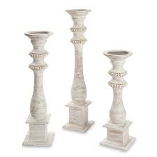 Small White Washed Candlestick