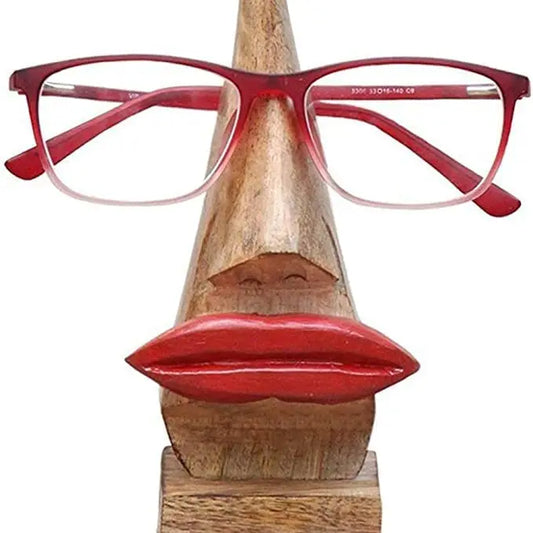 Wooden Eyeglass Holder, Handmade, Nose Shaped Lips