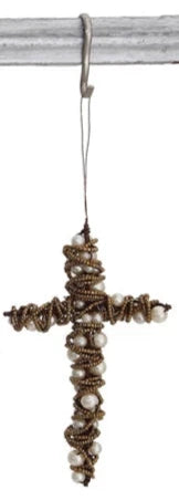 Wire Cross with Beads Ornament